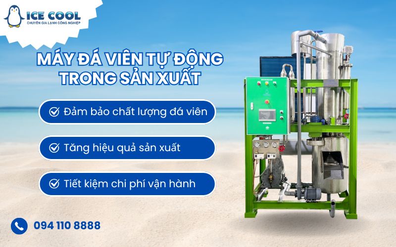 Máy đá viên tự động trong sản xuất